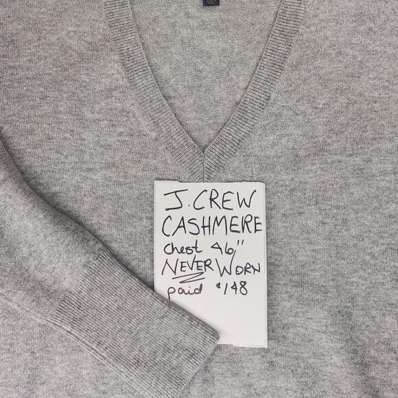 J.Crew Sweaters - NEW J Crew Grey Cashmere v neck Sweater oversized chest 46 extra small men women
